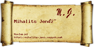 Mihalits Jenő névjegykártya